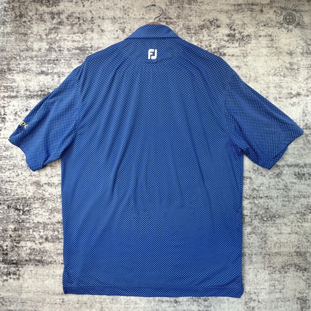FootJoy Golf Polo Shirt Men's L Blue White Print PGA Championship Performance‎